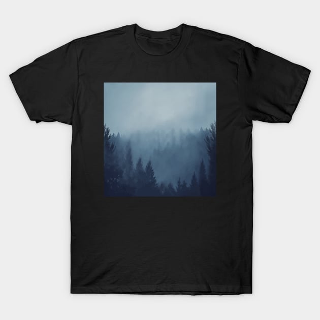 Misty Blue Forest 3 T-Shirt by Collagedream